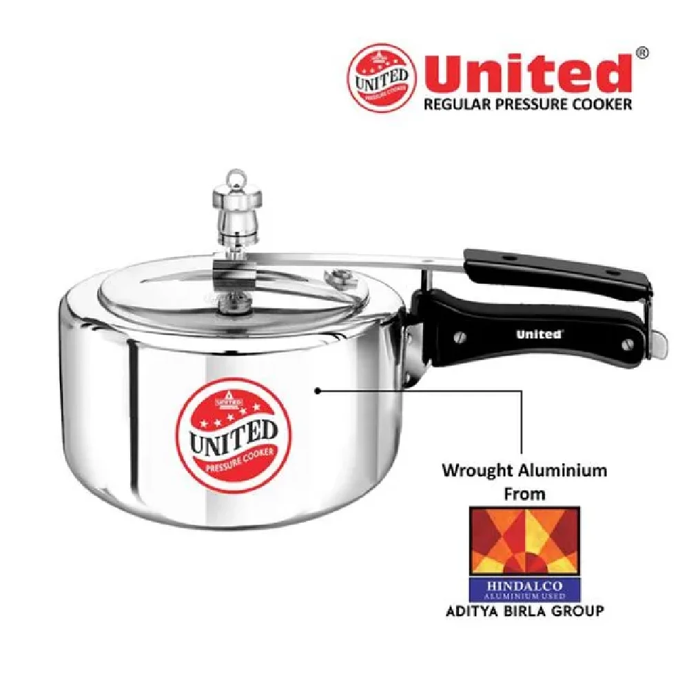 United Aluminium Inner Lid Pressure Cooker - Induction Base, Bakelite Handle, Silver - Image 3