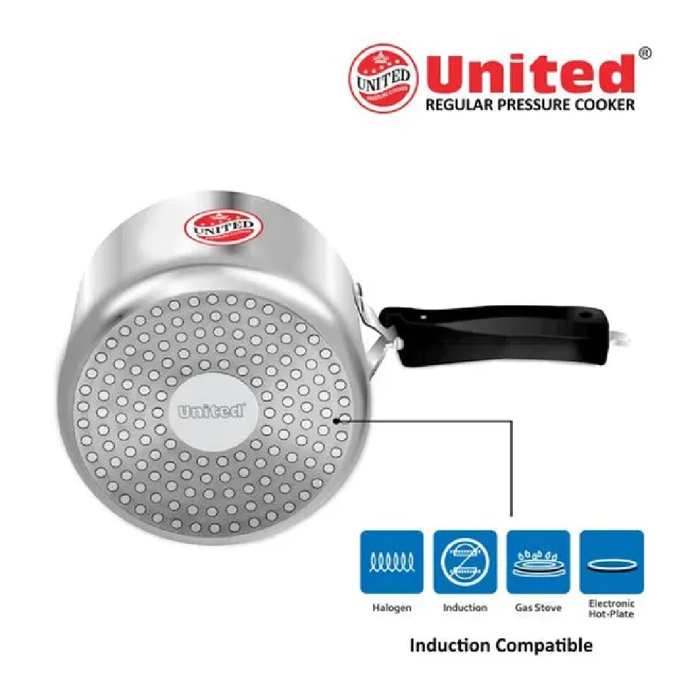 United Aluminium Inner Lid Pressure Cooker - Induction Base, Bakelite Handle, Silver - Image 5