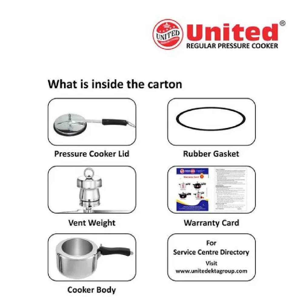 United Aluminium Inner Lid Pressure Cooker - Induction Base, Bakelite Handle, Silver - Image 6