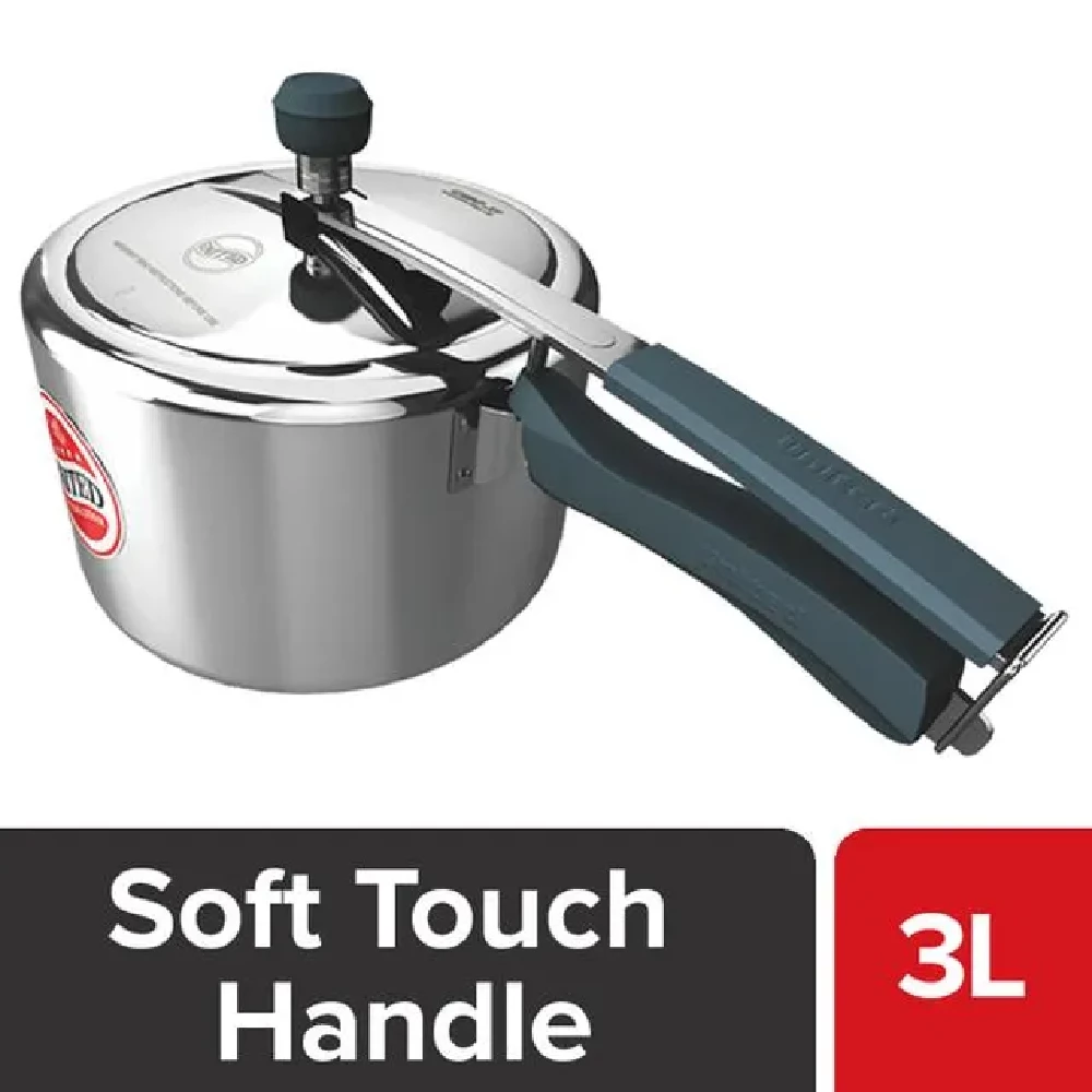 United Aluminium Pressure Cooker With Silicone Soft Touch Handle, Cibo X1, Silver