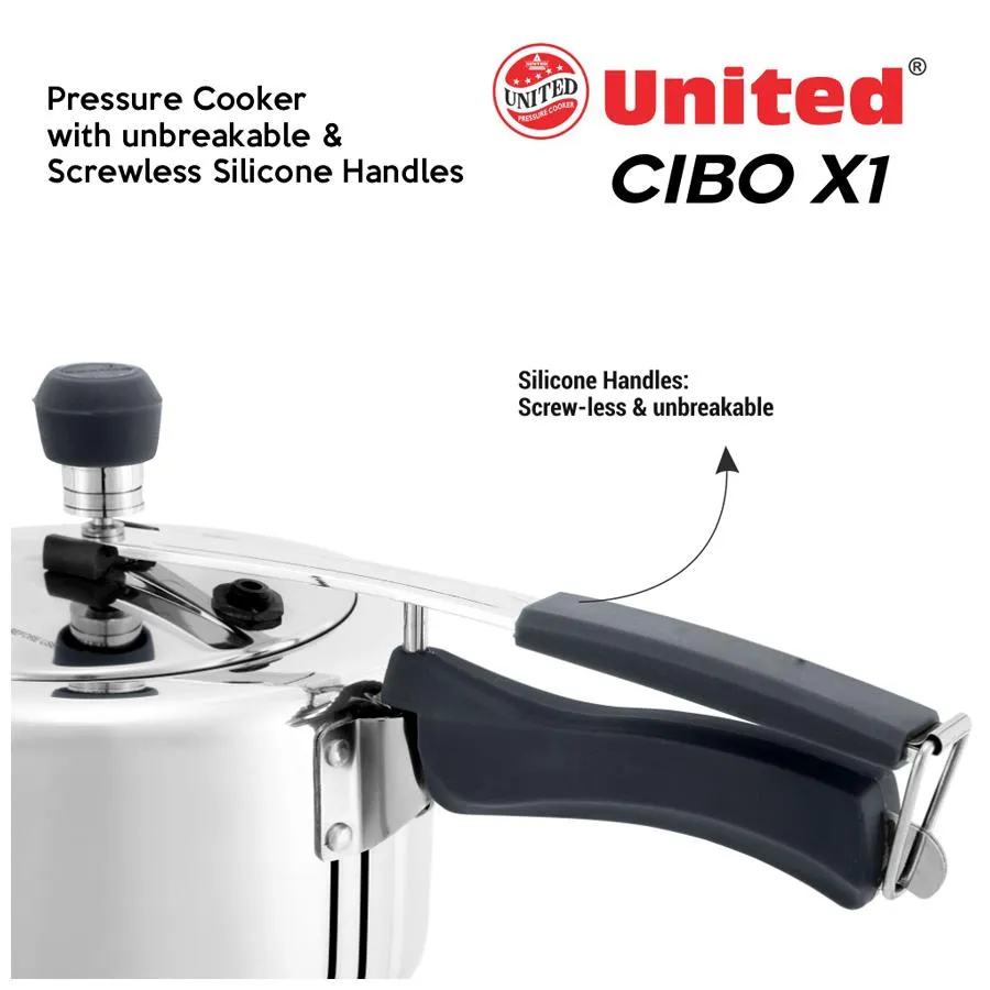 United Aluminium Pressure Cooker - With Silicone Soft Touch Handle, Cibo X1, Silver - Image 4