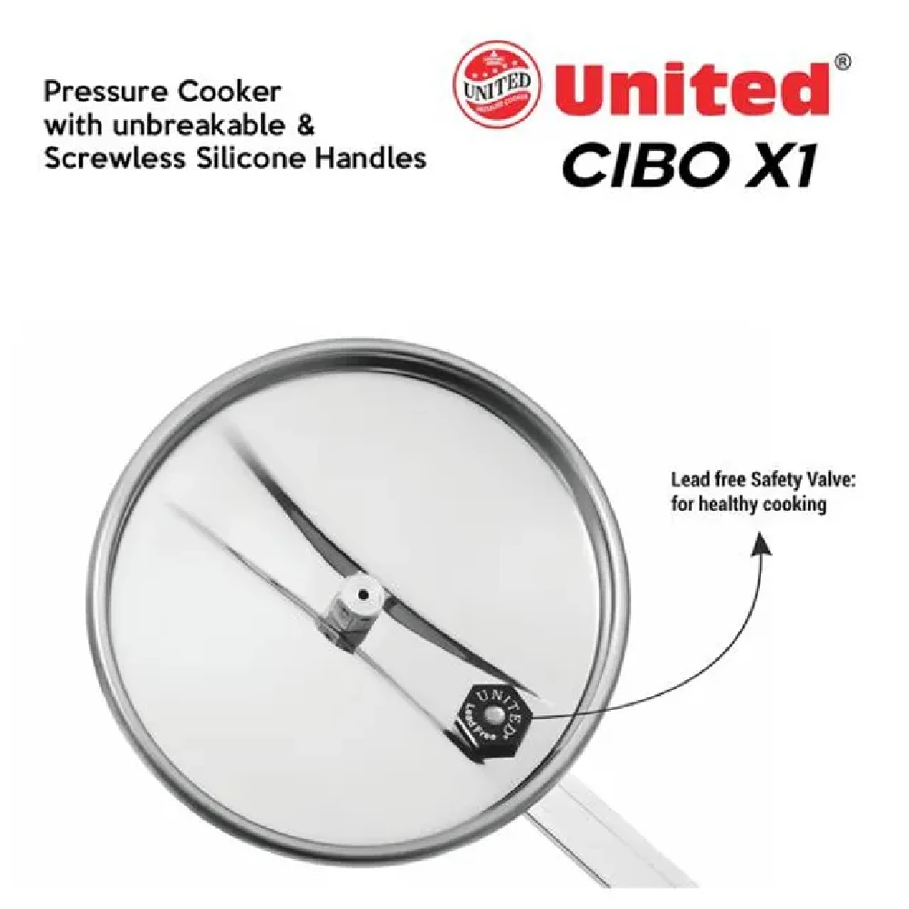 United Aluminium Pressure Cooker - With Silicone Soft Touch Handle, Cibo X1, Silver - Image 6