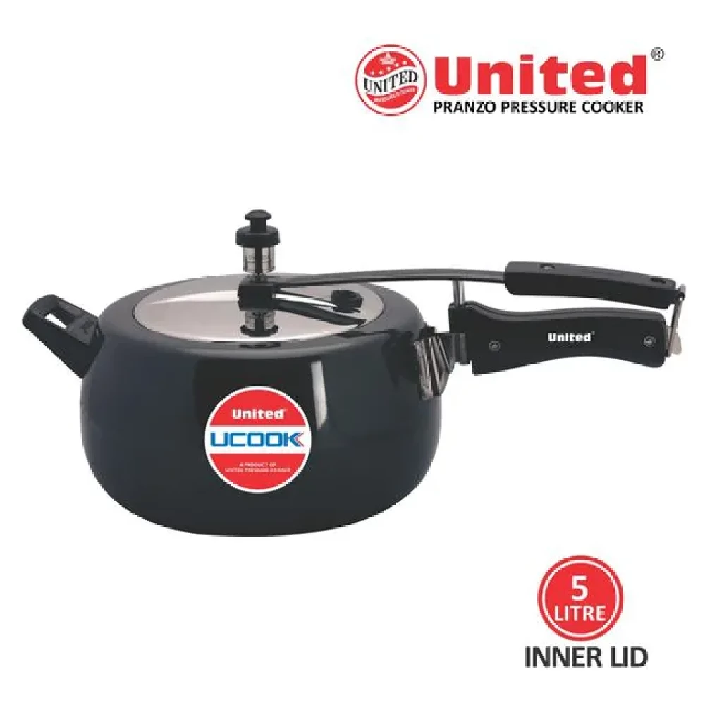 United Hard Anodised Steel Inner Lid Pressure Cooker - Induction Base, Black - Image 2