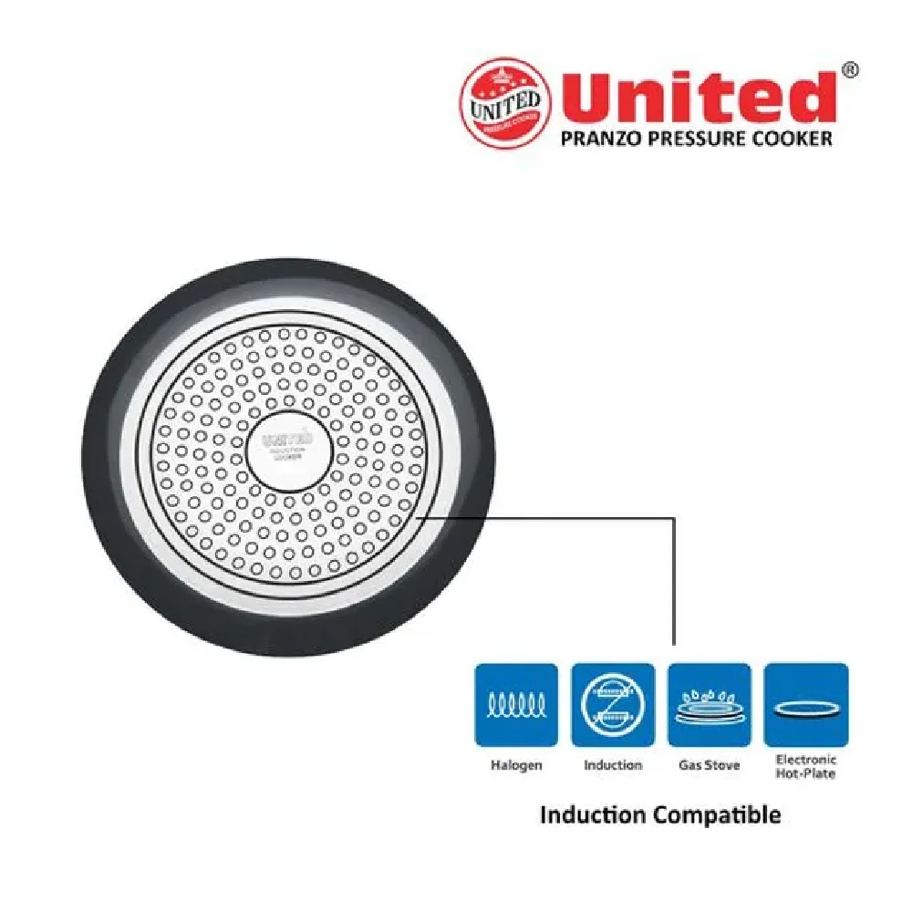 United Hard Anodised Steel Inner Lid Pressure Cooker - Induction Base, Black - Image 5