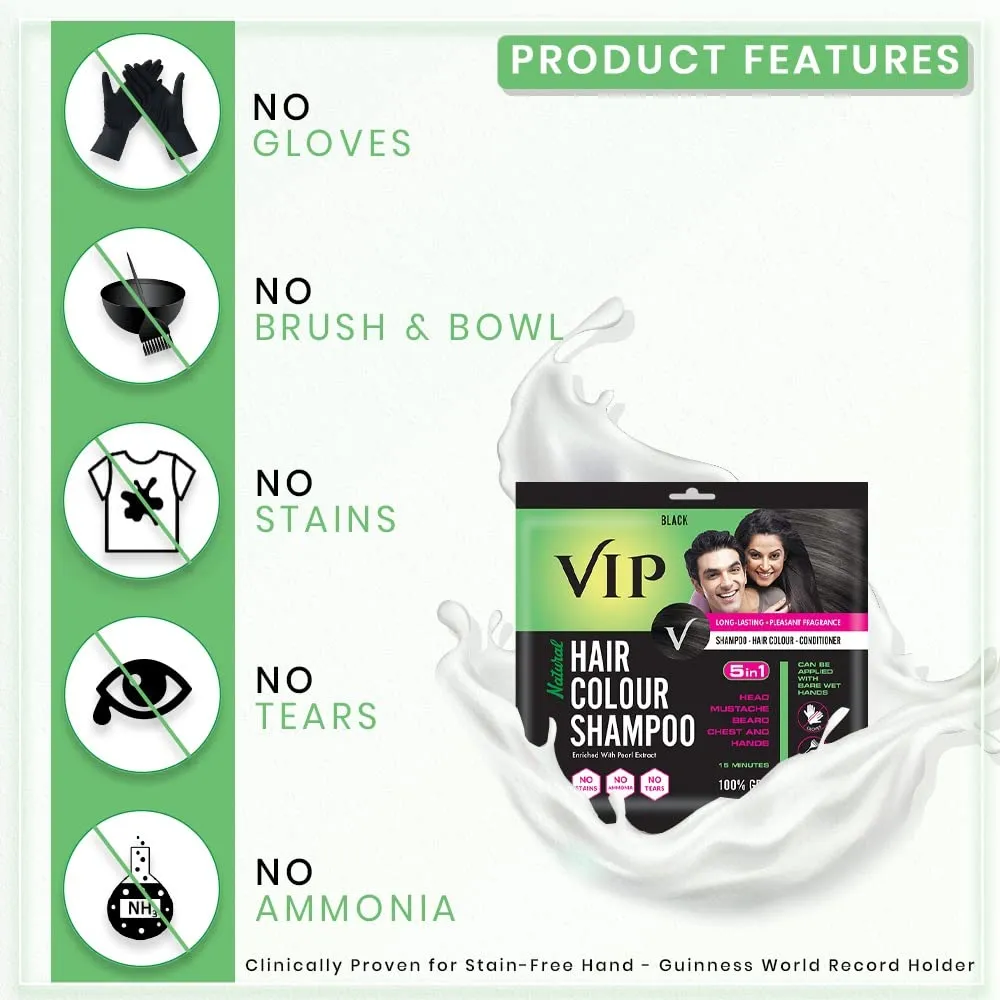 VIP Hair Colour Shampoo Black 20 ml - Image 2