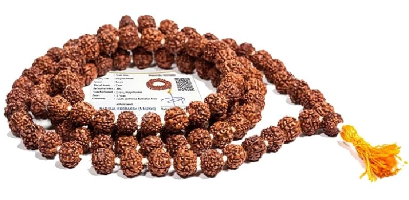 Vado 5 Mukhi Rudraksha Mala 108 Beads with Certificate 7 mm Brown Vado 5 Mukhi Rudraksha Mala 108 Beads with Certificate 7 mm Brown-Pack Size-25 g