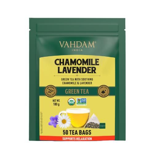 Vahdam  Chamomile Green Lavender Green Tea - Provides Relaxation Vahdam  Chamomile Green Lavender Green Tea - Provides Relaxation--2 g (50 Bags x 2 g Each)