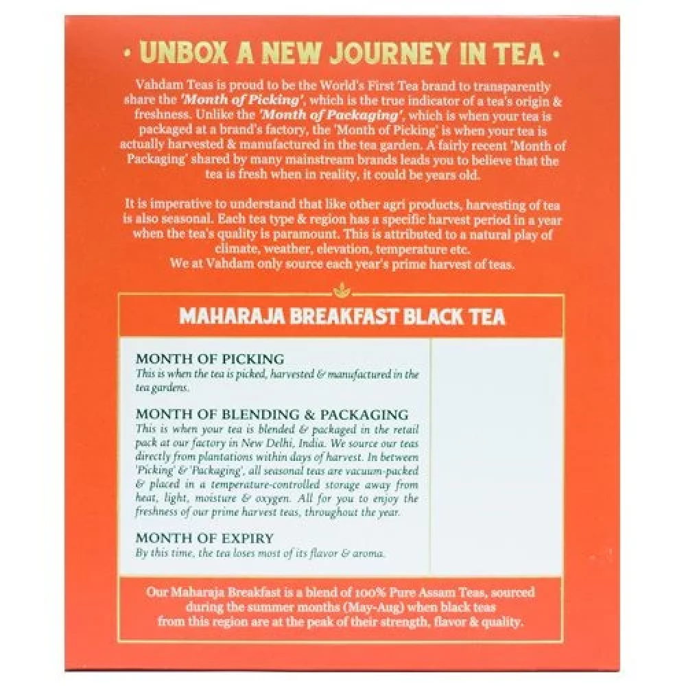 Vahdam Maharaja Breakfast Long Leaf Black Tea | The Desi Food