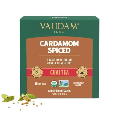 Vahdam  Organic Masala Chai - Cardamom Spiced Vahdam  Organic Masala Chai - Cardamom Spiced--30 g (15 Pyramid Bags x 2 g each)