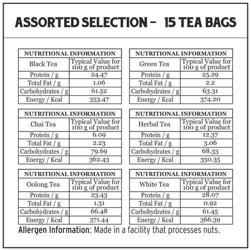 Vahdam Tea Bags Assortment - 15 Organic Teas Sampler Pack | The Desi Food