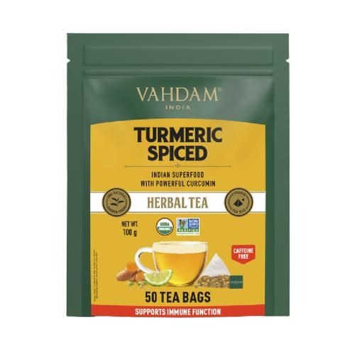 Vahdam  Turmeric Spiced Herbal Tea - Supports Immune Function Vahdam  Turmeric Spiced Herbal Tea - Supports Immune Function--2 g (50 Bags x 2 g Each)