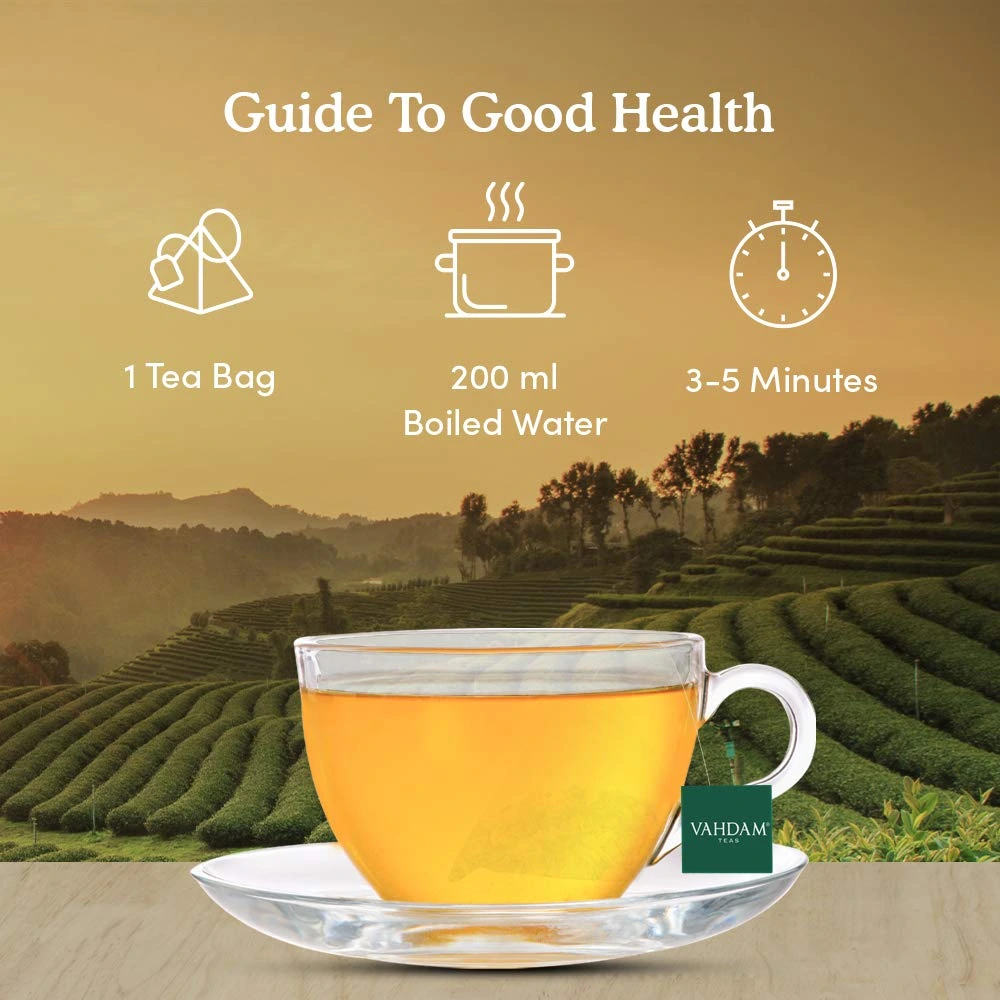 Vahdam  Organic Tulsi & Turmeric Green Tea Bags - Immunity Booster - Image 9
