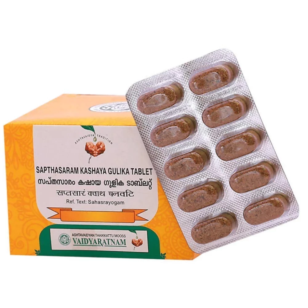 Vaidyaratnam Sapthasaram Kashaya Gulika Tablets - Image 2