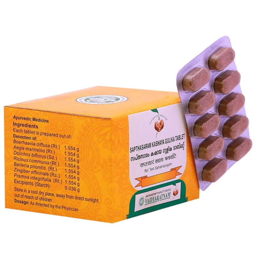 Vaidyaratnam Sapthasaram Kashaya Gulika Tablets - Image 3