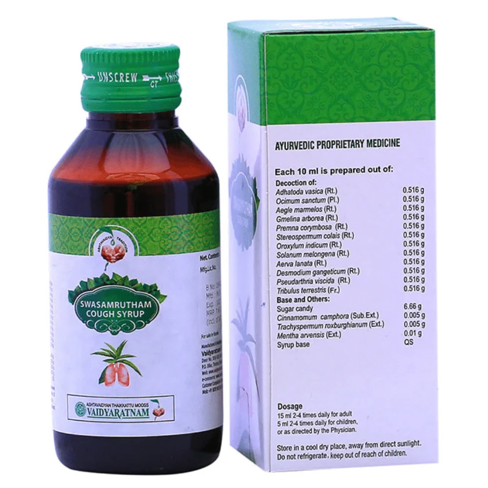 Vaidyaratnam Swasamrutham Cough Syrup - Image 2