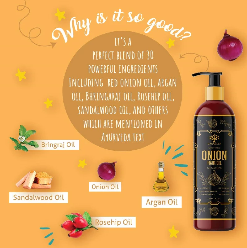 Vanalaya Onion Hair oil with Natural herbs and onion extract for men and women - Image 2