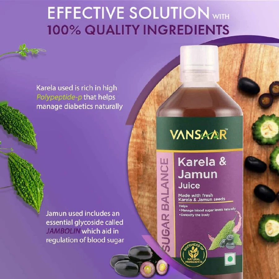 Vansaar Karela & Jamun Juice Suitable for diabetes & prediabetes care - Image 3