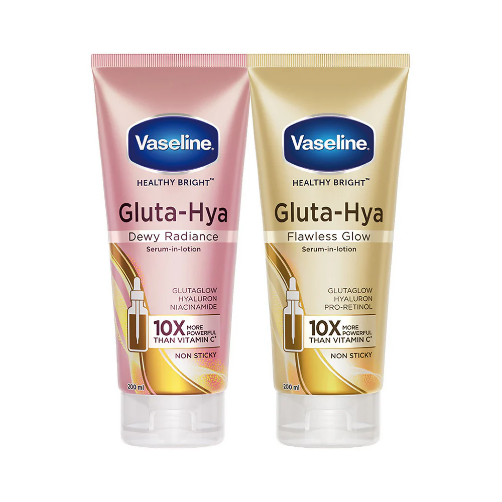 Vaseline Gluta Hya Serum-in-Lotion Combo of Dewy Radiance and Flawless Glow Vaseline Gluta Hya Serum-in-Lotion Combo of Dewy Radiance and Flawless Glow-Pack Size-Combo of 2
