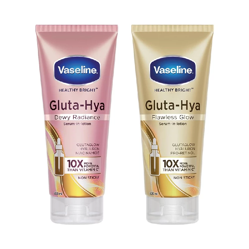 Vaseline Gluta-Hya Flawless Glo & Gluta-Hya Dewy Radiance Lotion 200 ml Vaseline Gluta-Hya Flawless Glo & Gluta-Hya Dewy Radiance Lotion 200 ml-Pack Size-Combo of 2