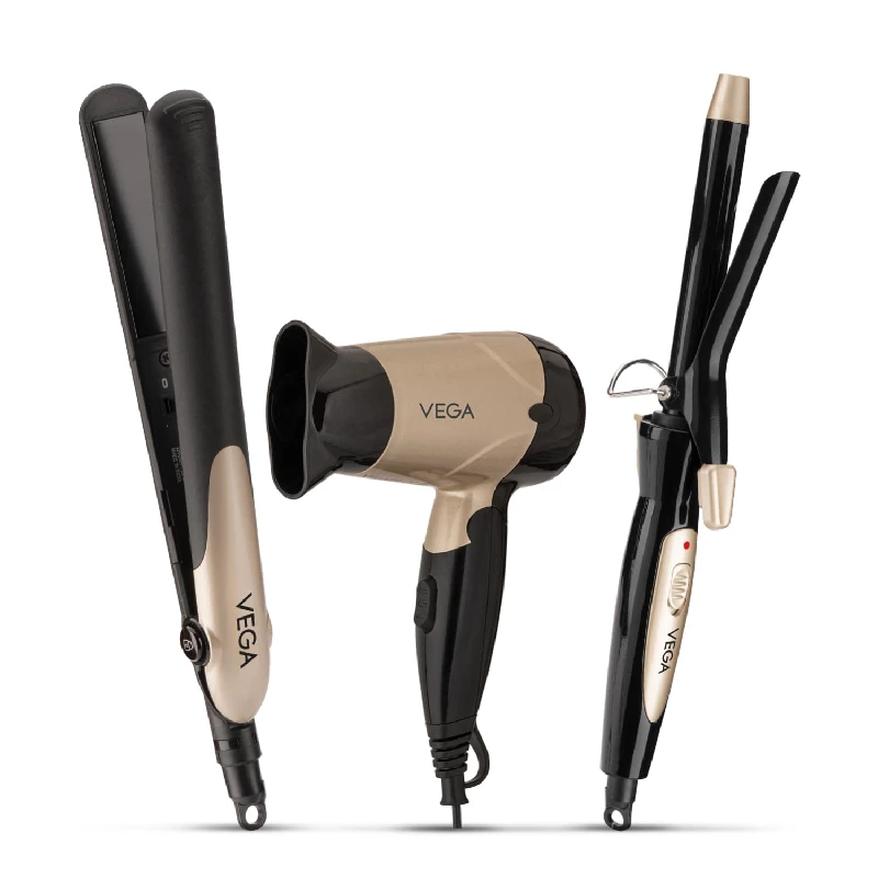 Vega Miss Versatile Styling Straightener, Curler & Dryer Vega Miss Versatile Styling Straightener, Curler & Dryer-Pack Size-Combo of 3