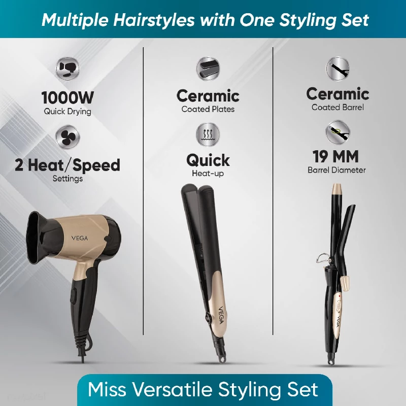Vega Miss Versatile Styling Straightener, Curler & Dryer - Image 2