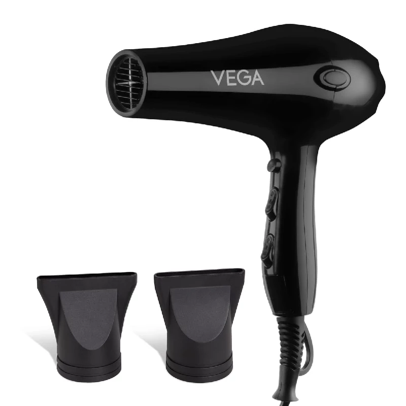 Vega Professional 2000 Watt Hair Dryer & 2 Detachable Nozzles-Black Vega Professional 2000 Watt Hair Dryer & 2 Detachable Nozzles-Black-Model No-VHDP-02