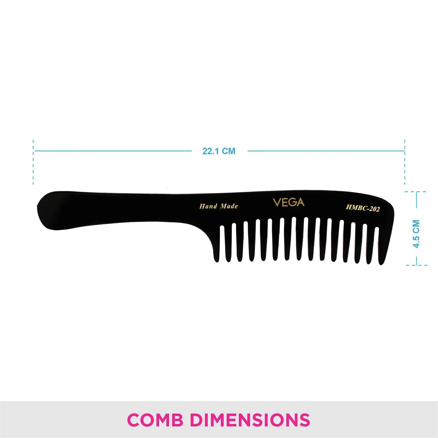 Vega Handcrafted Round Teeth Comb Gentle On Scalp - Image 2