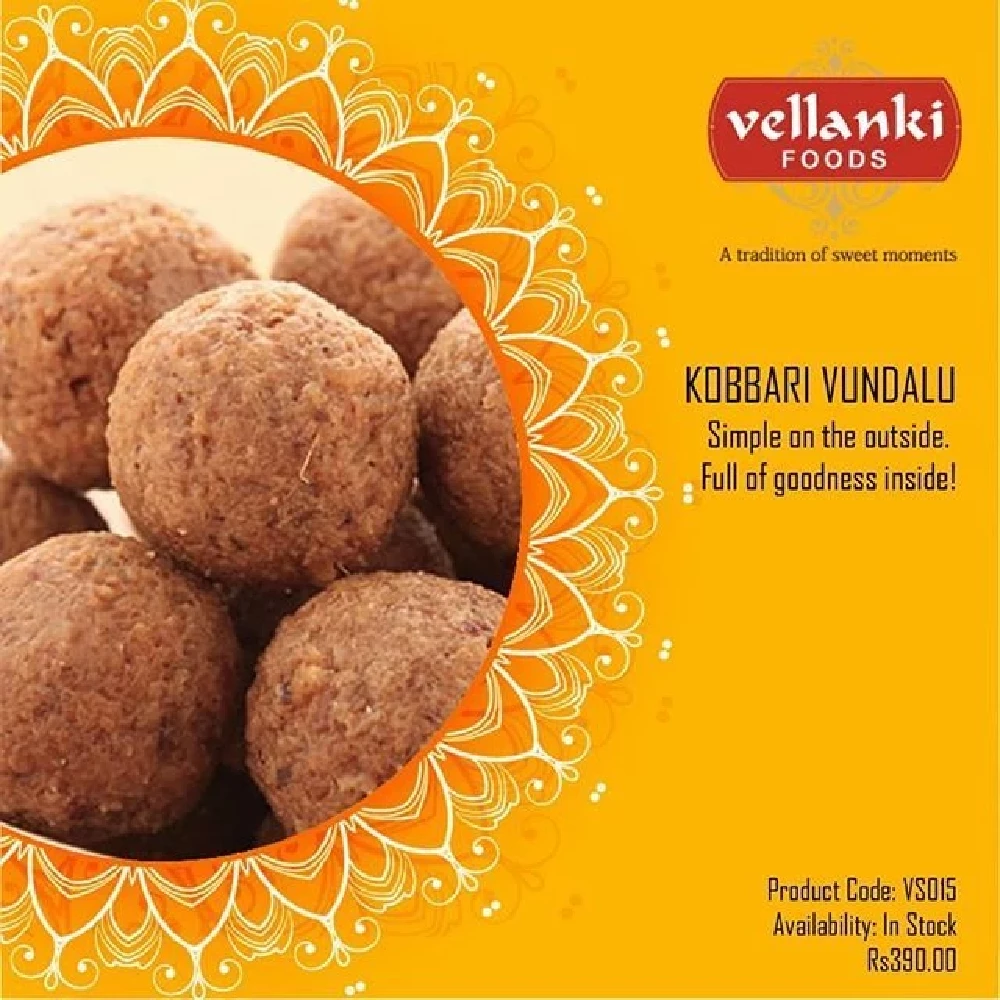 Vellanki Foods - Coconut Laddu / Kobbari Vundalu - Image 2