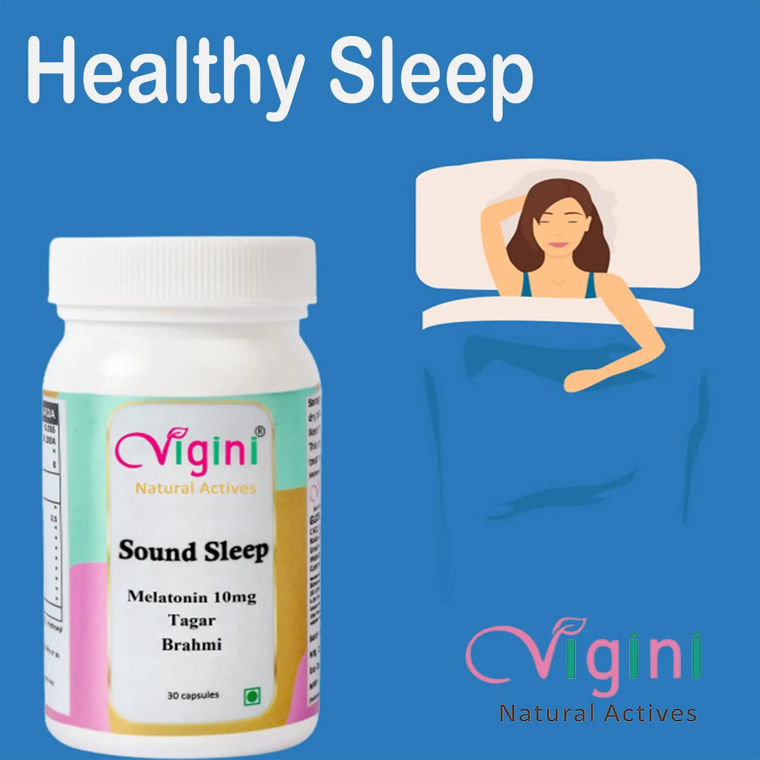 Vigini Natural Active Sound Sleep Capsules with Melatonin Tagar Brahmi - Image 5