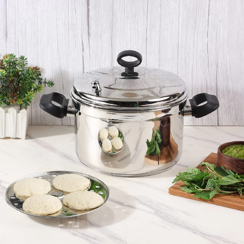 Vinod Stainless Steel Idli Cooker with 4 Deeper Plates for Induction and Gas Base - Small - Image 2