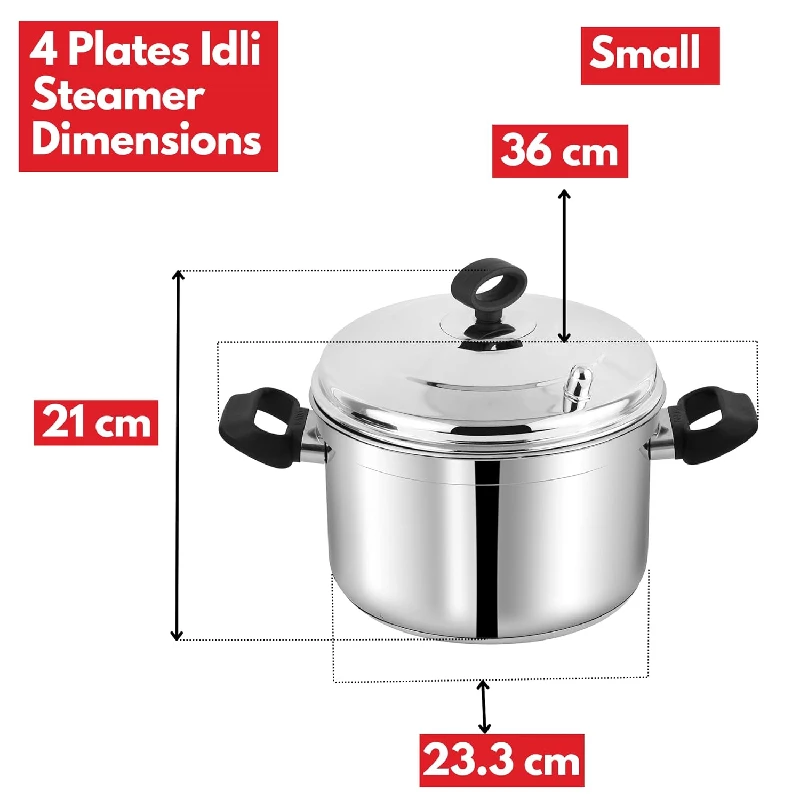Vinod Stainless Steel Idli Cooker with 4 Deeper Plates for Induction and Gas Base - Small - Image 6