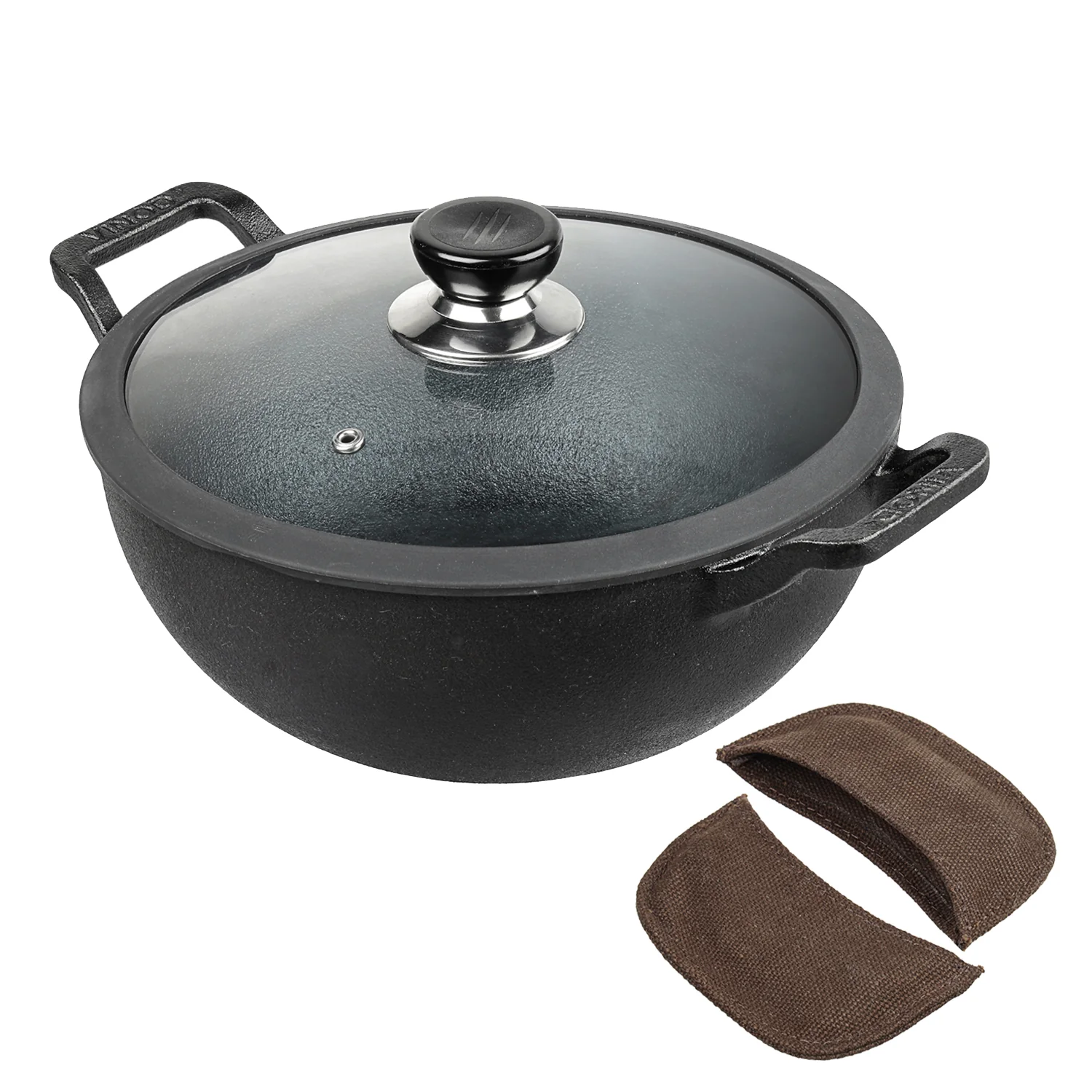 Vinod Cookware Legacy Pre-Seasoned Cast Iron Kadai - Image 2