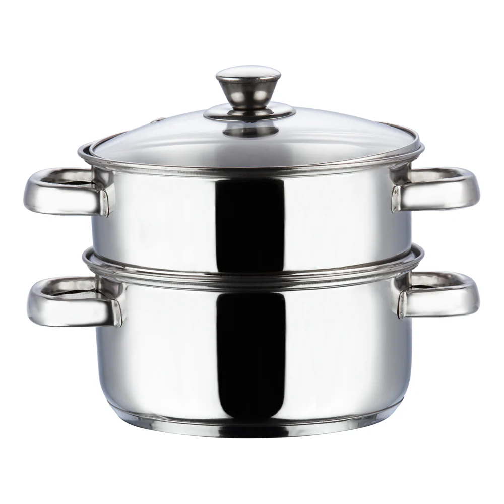 Vinod Cookware Stainless Steel 2 Tier Steamer with Lid (Induction Friendly)