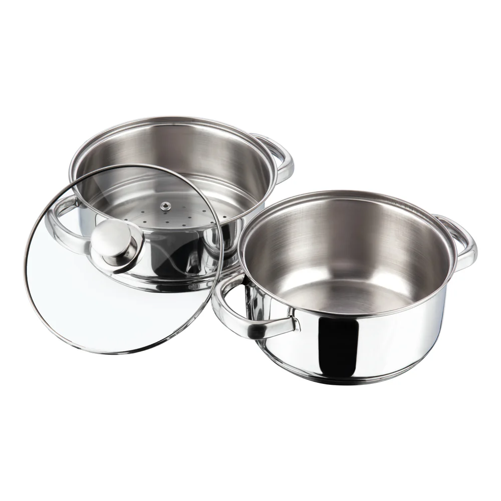 Vinod Cookware Stainless Steel 2 Tier Steamer with Lid (Induction Friendly) - Image 2