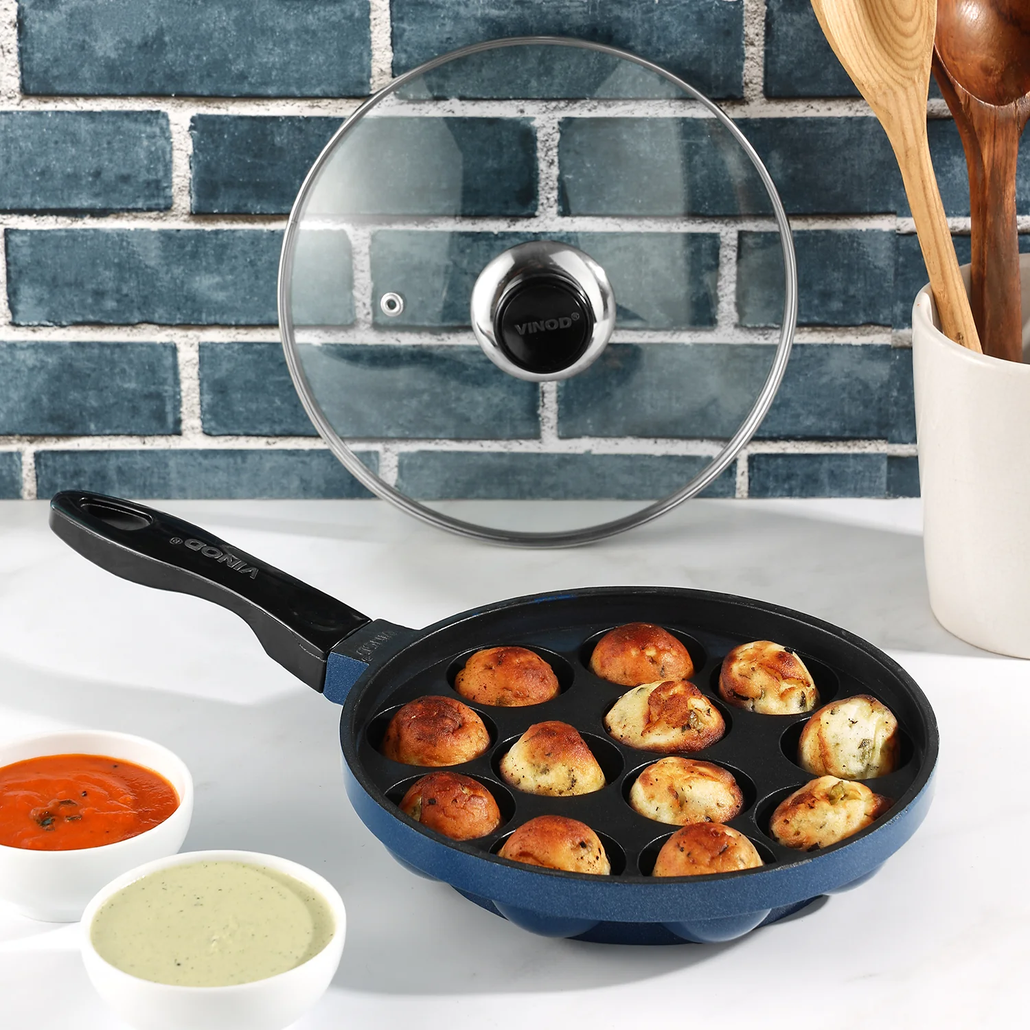 Vinod Cookware Zest Non Stick Paniyarakkal Single Handle Diameter 20.5 Cm