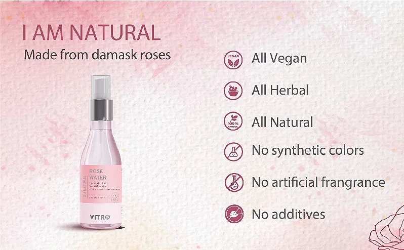 Vitro Rose Water Spray For Face with 100% Pure & Natural - Image 3