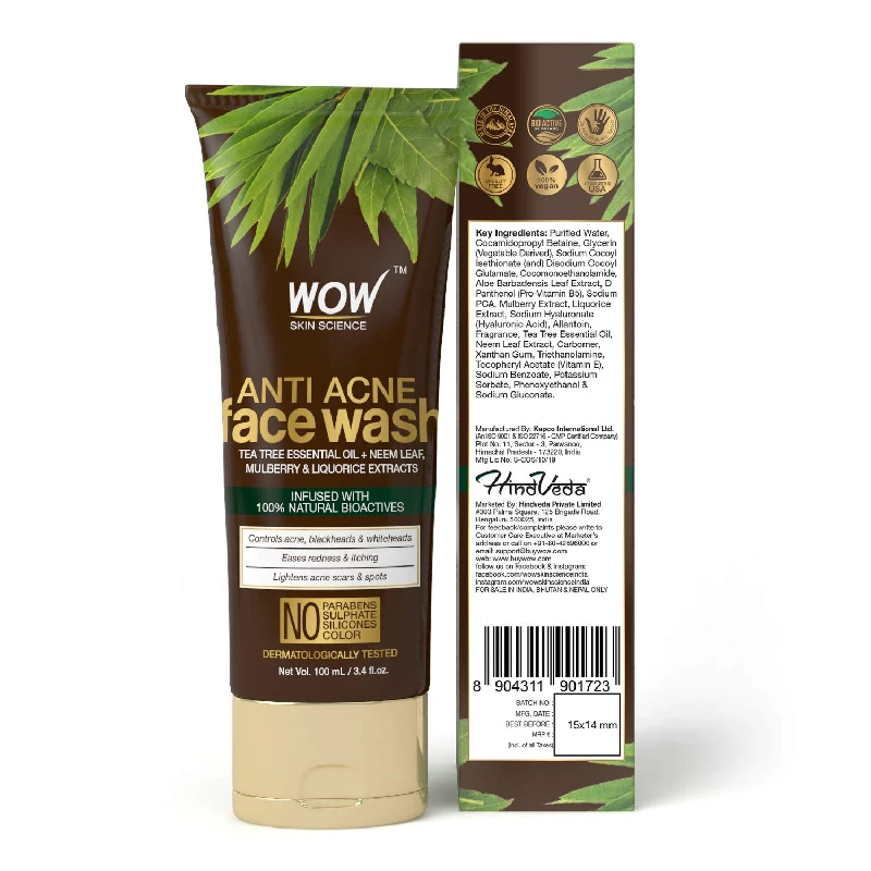 WOW Skin Science Anti Acne Face Wash - Image 2