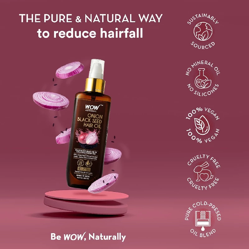 WOW Skin Science Onion Hair Oil for Hair Growth and Hair Fall Control with Black Seed Oil Extracts - Image 3