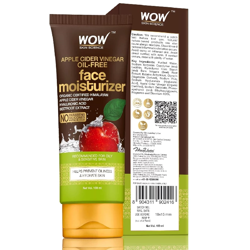 WOW Skin Science Organic Apple Cider Vinegar Face Moisturizer WOW Skin Science Organic Apple Cider Vinegar Face Moisturizer-Pack Size-100 ml