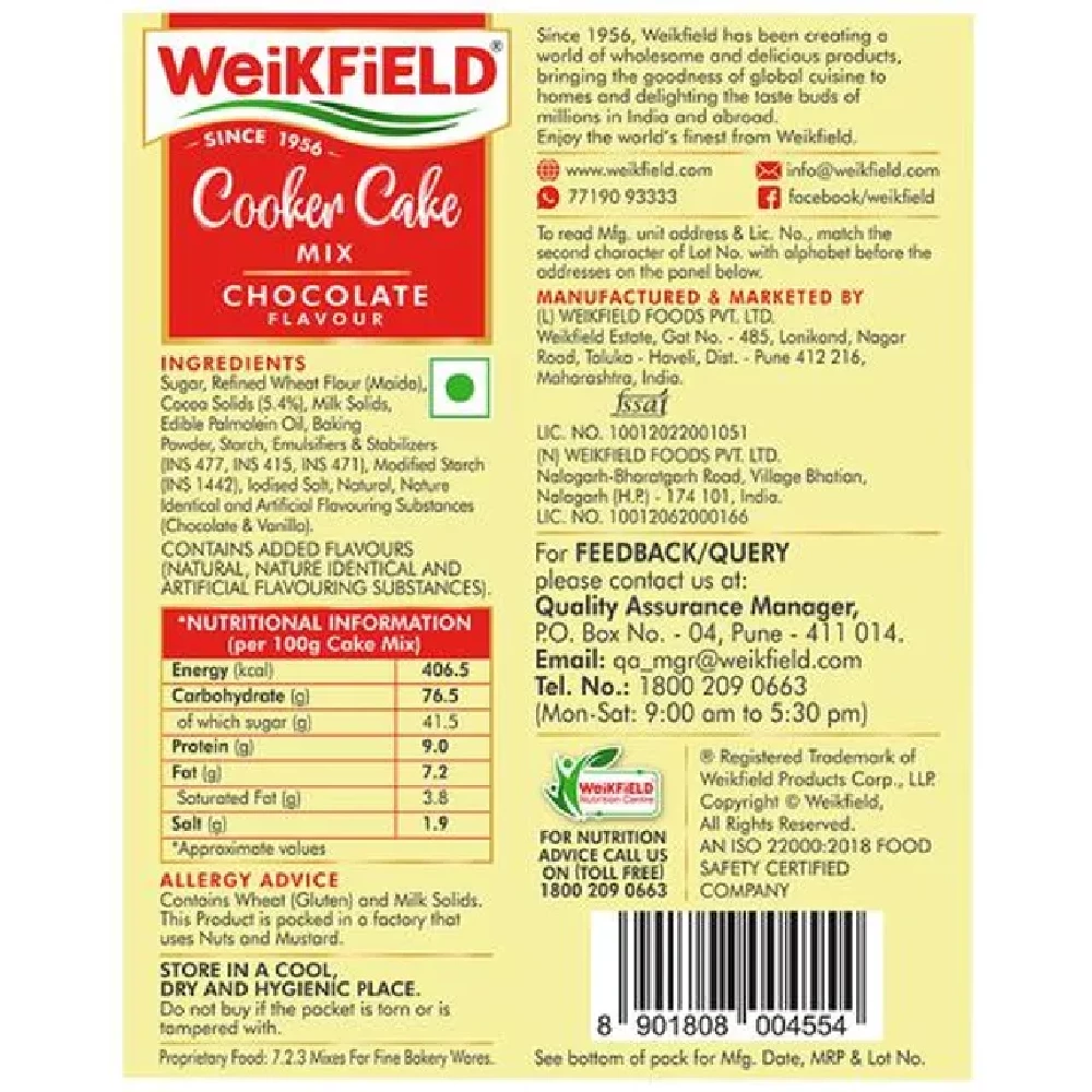 Weikfield Cooker Cake Mix - Chocolate - Image 2