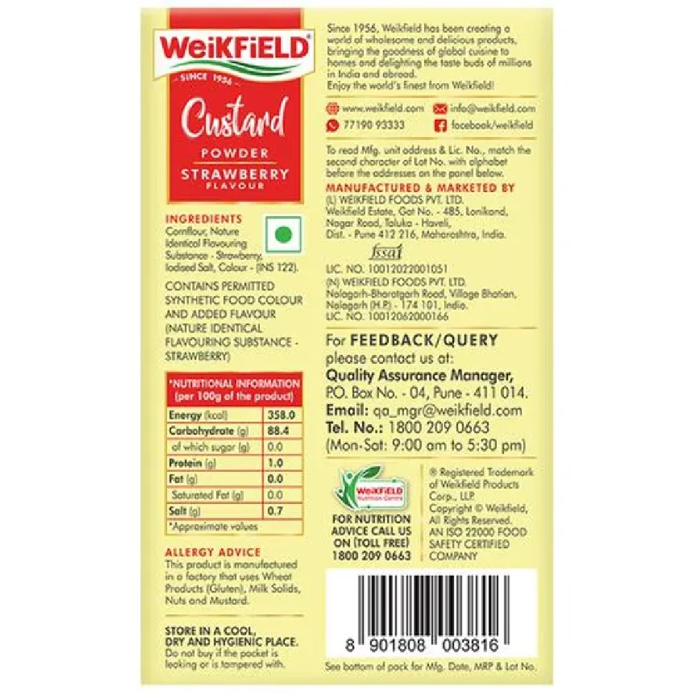 Weikfield Custard Powder - Strawberry - Image 2