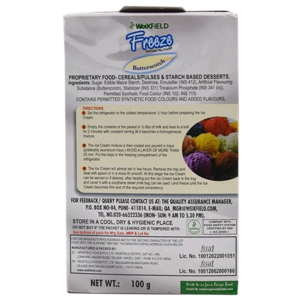 Weikfield Freeze Icecream Mix Powder - Butterscotch - Image 2