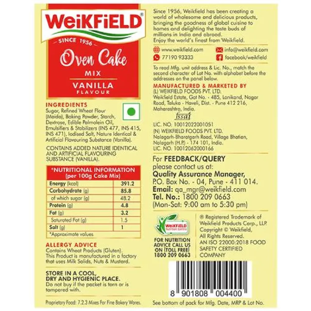 Weikfield Oven Cake Mix - Vanilla - Image 2
