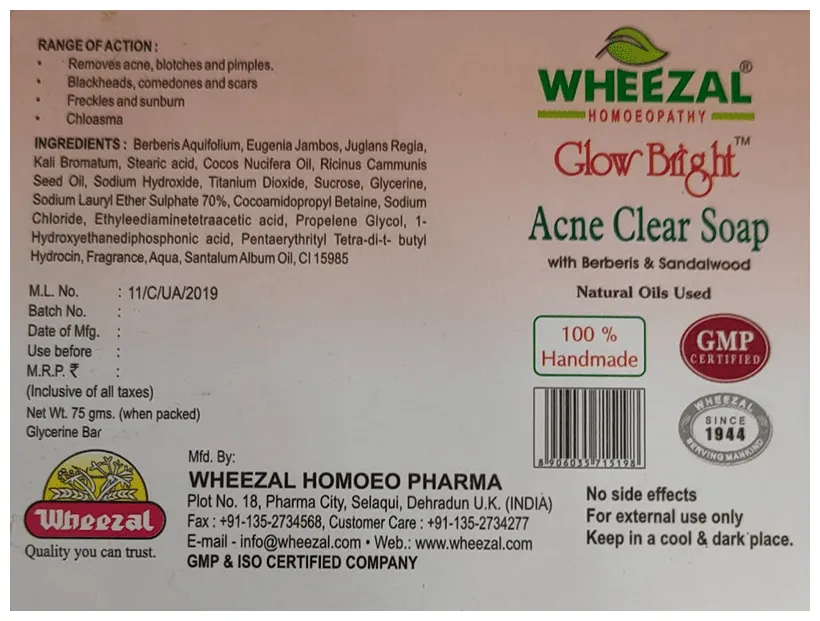 Wheezal Glow Bright Acne Clear Soap - Image 2