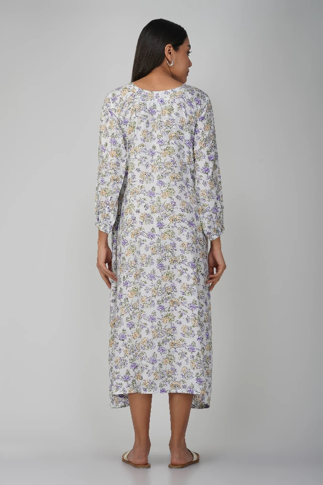 White Floral Cotton Dress - Image 4