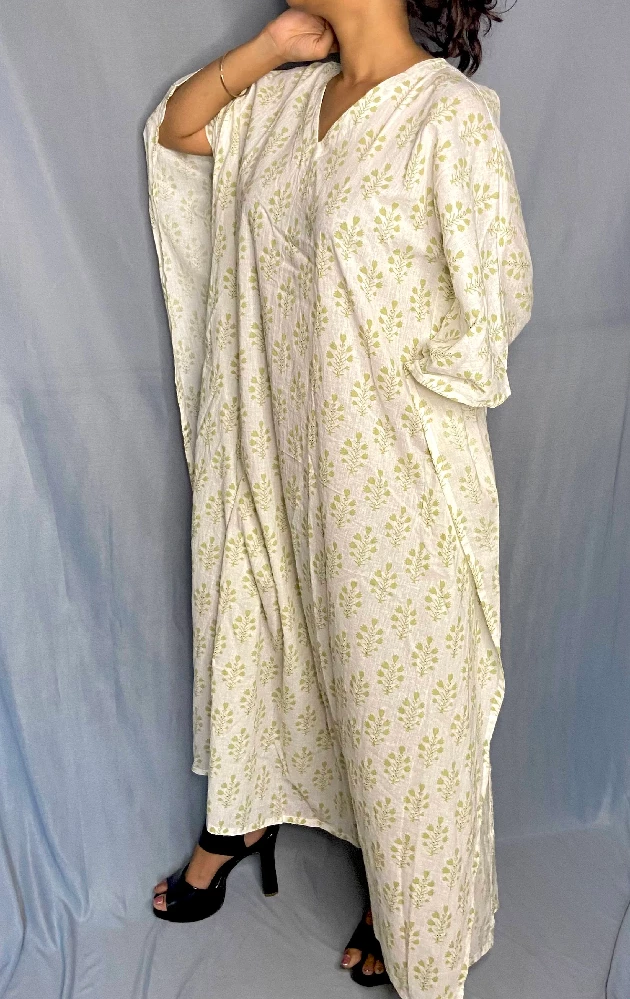 White Sanagneri Kaftan Dress - Image 2