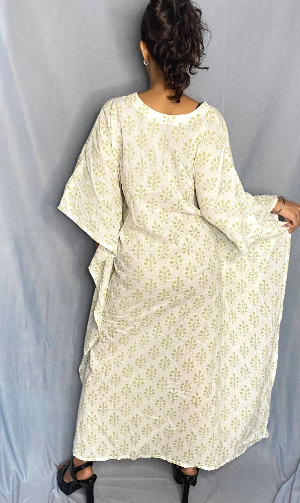 White Sanagneri Kaftan Dress - Image 3