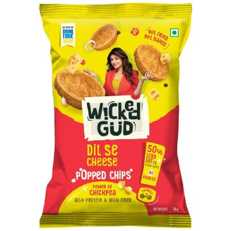 WickedGud Chickpea Popped Chips-Dil Se Cheese WickedGud Chickpea Popped Chips-Dil Se Cheese-Pack Size-20 g