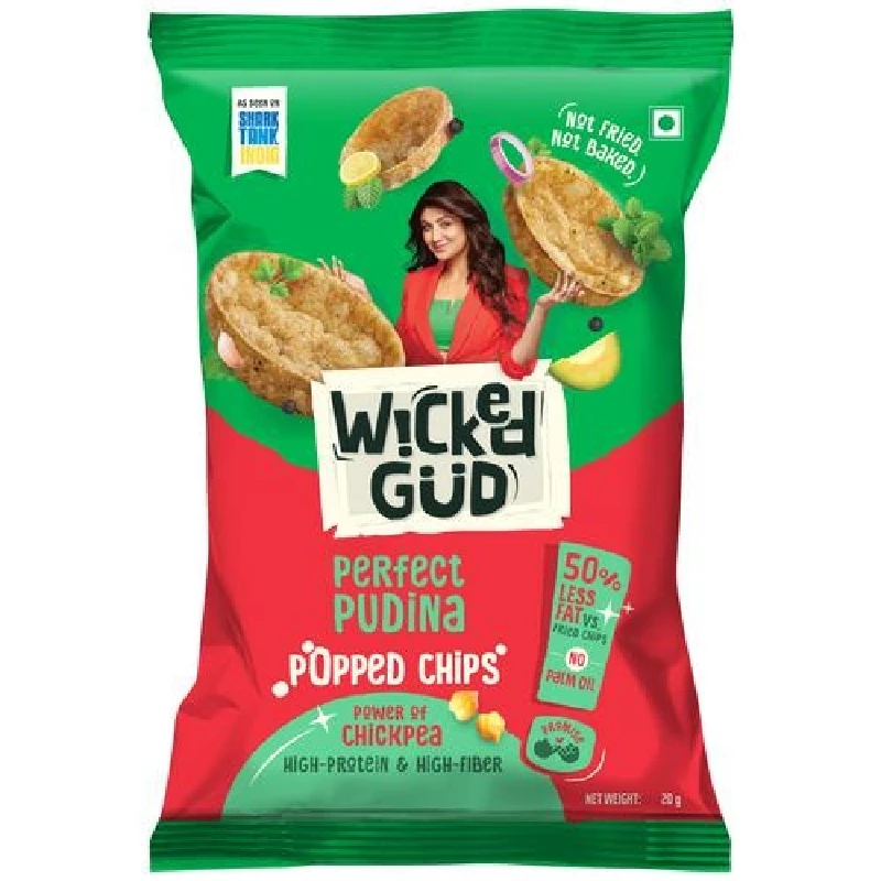 WickedGud Chickpea Popped Chips-Perfect Pudina WickedGud Chickpea Popped Chips-Perfect Pudina-Pack Size-20 g