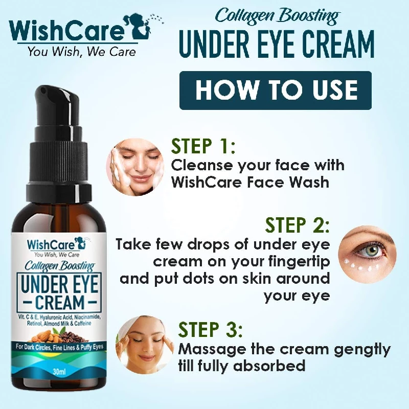 WishCare Collagen Boosting Under Eye Cream For Dark Circle, Puffy Eyes & Wrinkles - Coffee & Almond - Image 6